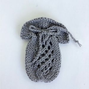 Mens Soap Saver Bag Hand Crafted Gray Grey Cotton Batth Essential Fathers Day